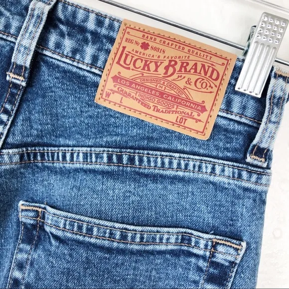 Lucky Brand Lucky Pins Embroidered High Rise Denim Jeans 24‎