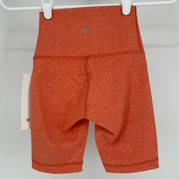 LULULEMON NWT WUNDER TRAIN HIGH RISE BIKE SHORT 8” CRUNCH WARM CORAL