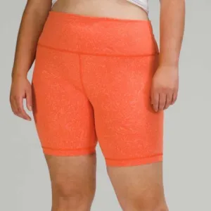 LULULEMON NWT WUNDER TRAIN HIGH RISE BIKE SHORT 8” CRUNCH WARM CORAL