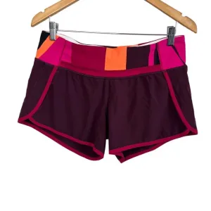 Lululemon Run Times Short *4-way Stretch Bordeaux Drama Blossom Stripe Sz 8