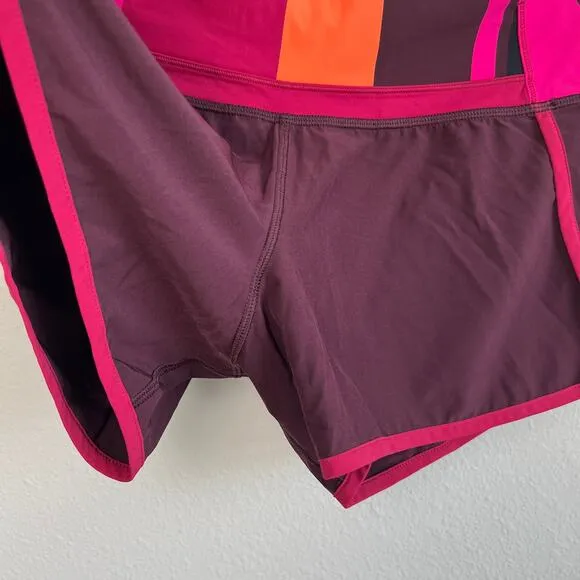 Lululemon Run Times Short *4-way Stretch Bordeaux Drama Blossom Stripe Sz 8