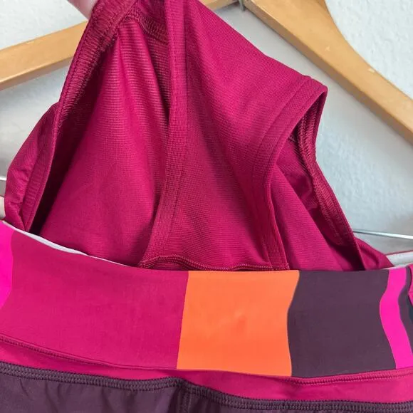 Lululemon Run Times Short *4-way Stretch Bordeaux Drama Blossom Stripe Sz 8
