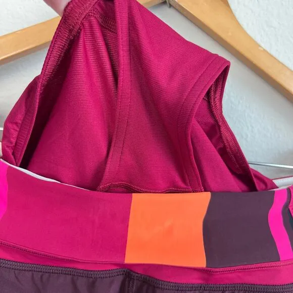 Lululemon Run Times Short *4-way Stretch Bordeaux Drama Blossom Stripe Sz 8
