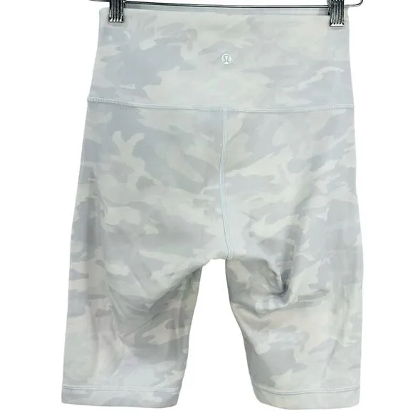Lululemon Wunder Under Short 10&quot; Ribbed Incognito Camo White Bike Shorts size 6