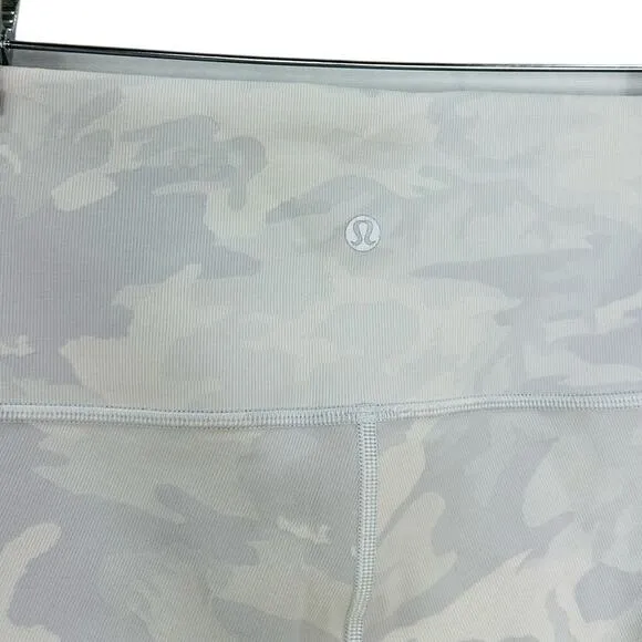 Lululemon Wunder Under Short 10&quot; Ribbed Incognito Camo White Bike Shorts size 6