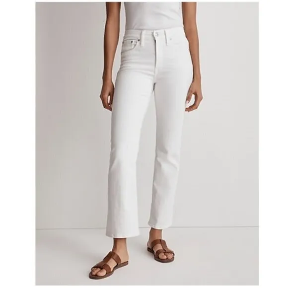 Madewell Kick Out Crop Jeans Mid-Rise White Size 31 NWT