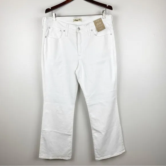 Madewell Kick Out Crop Jeans Mid-Rise White Size 31 NWT