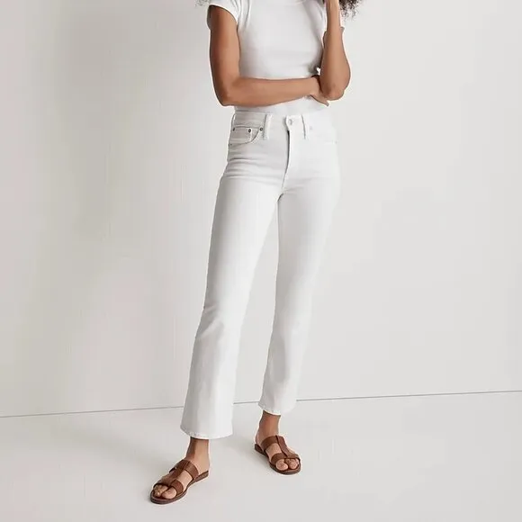 Madewell Kick Out Crop Jeans Mid-Rise White Size 31 NWT