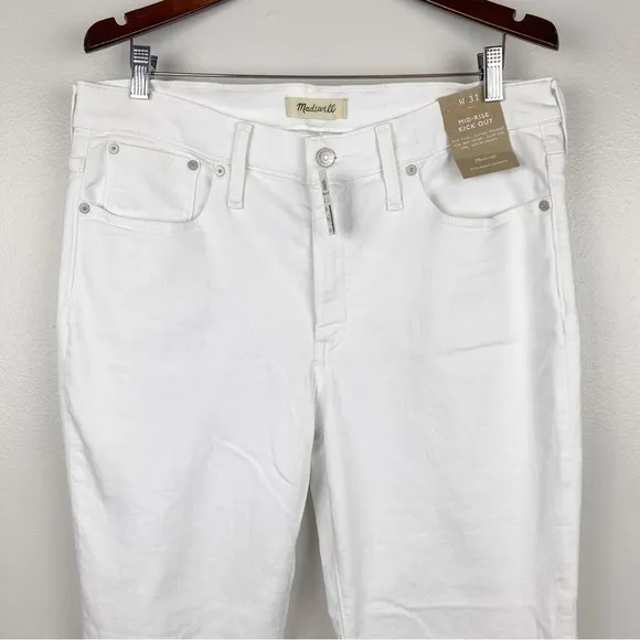 Madewell Kick Out Crop Jeans Mid-Rise White Size 31 NWT