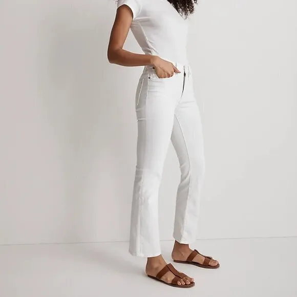 Madewell Kick Out Crop Jeans Mid-Rise White Size 31 NWT