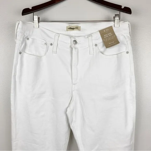 Madewell Kick Out Crop Jeans Mid-Rise White Size 31 NWT