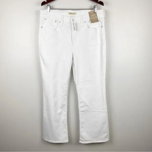 Madewell Kick Out Crop Jeans Mid-Rise White Size 31 NWT