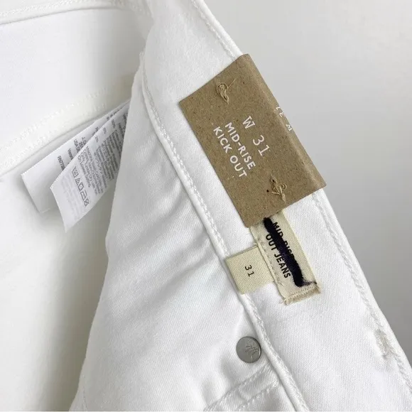 Madewell Kick Out Crop Jeans Mid-Rise White Size 31 NWT