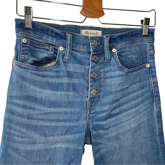 Madewell Medium Blue Chewed Hem Cali Demi Boot Kick Flare Jeans - 27