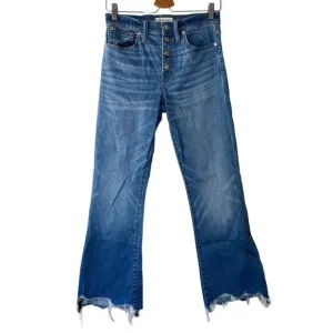 Madewell Medium Blue Chewed Hem Cali Demi Boot Kick Flare Jeans - 27