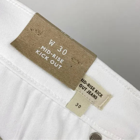 Madewell Mid-Rose Kick Out Crop Jeans Pure White Size 30 NWT