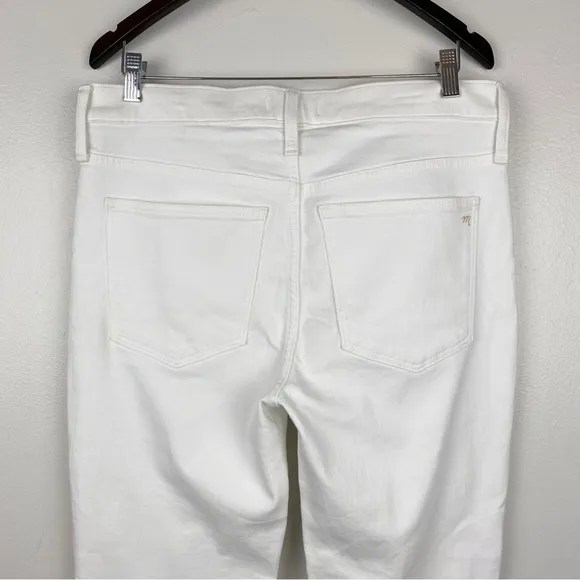 Madewell Mid-Rose Kick Out Crop Jeans Pure White Size 30 NWT