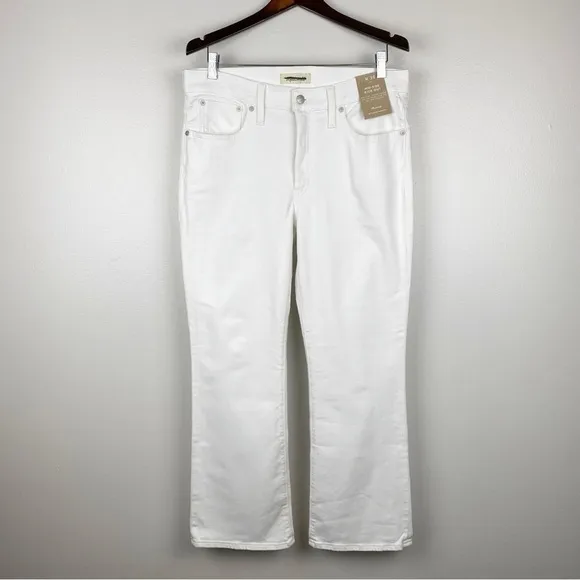 Madewell Mid-Rose Kick Out Crop Jeans Pure White Size 30 NWT