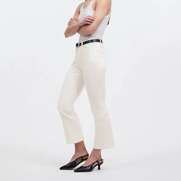 Madewell Mid-Rose Kick Out Crop Jeans Pure White Size 30 NWT