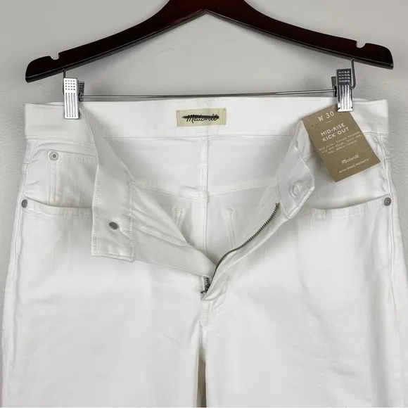 Madewell Mid-Rose Kick Out Crop Jeans Pure White Size 30 NWT