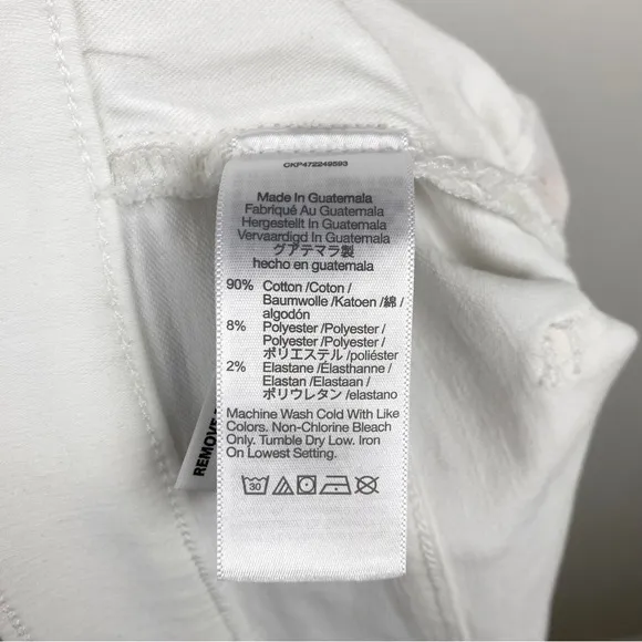Madewell Mid-Rose Kick Out Crop Jeans Pure White Size 30 NWT