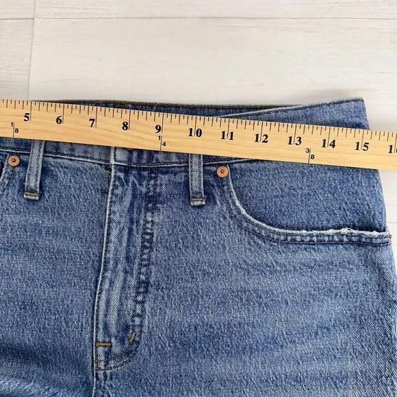 Madewell Tomboy Straight Jeans Women 27 in Wright Wash Blue Cropped Raw Hem