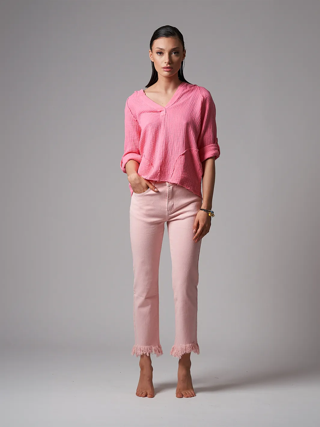 Maggie Pink Cropped Jean