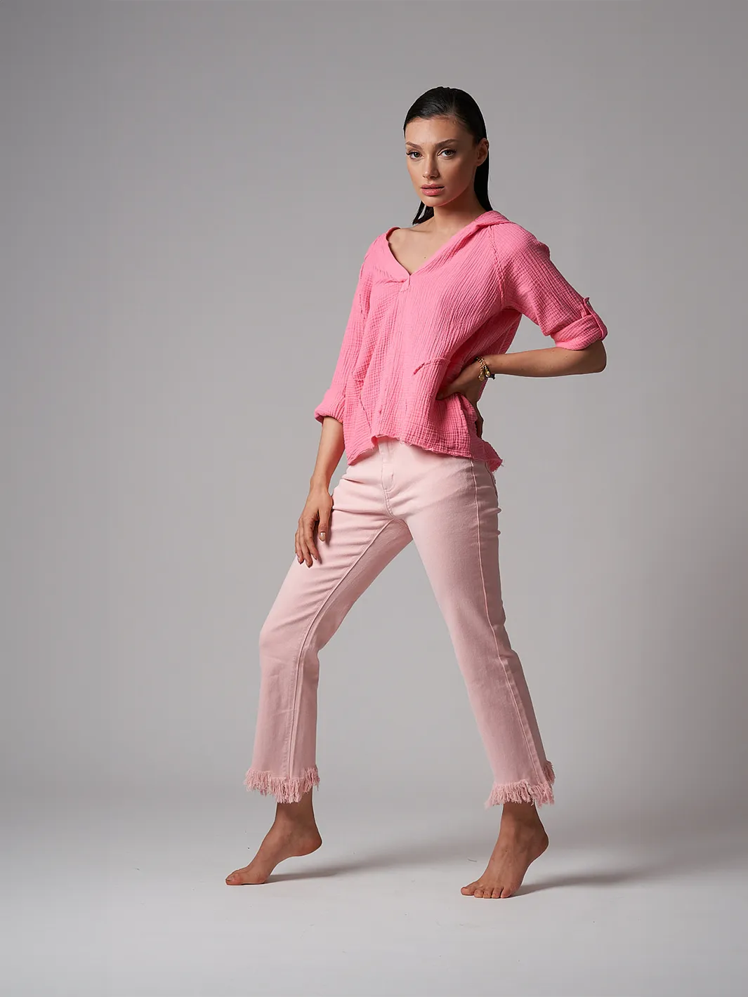Maggie Pink Cropped Jean
