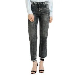 MAJE | Paola Acid Wash Cropped Frayed Gradient Denim Jeans in Size FR 38 / US 8