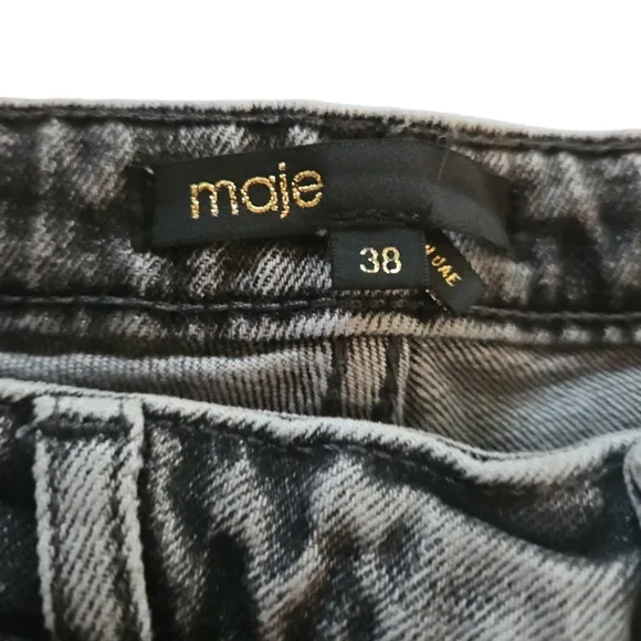 MAJE | Paola Acid Wash Cropped Frayed Gradient Denim Jeans in Size FR 38 / US 8