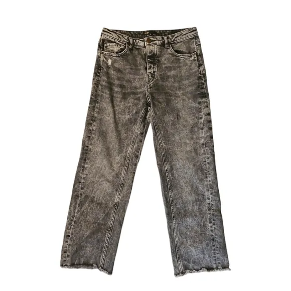 MAJE | Paola Acid Wash Cropped Frayed Gradient Denim Jeans in Size FR 38 / US 8