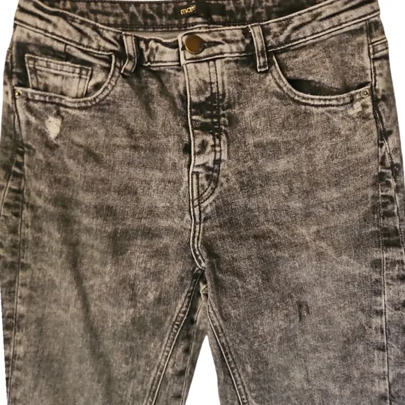 MAJE | Paola Acid Wash Cropped Frayed Gradient Denim Jeans in Size FR 38 / US 8
