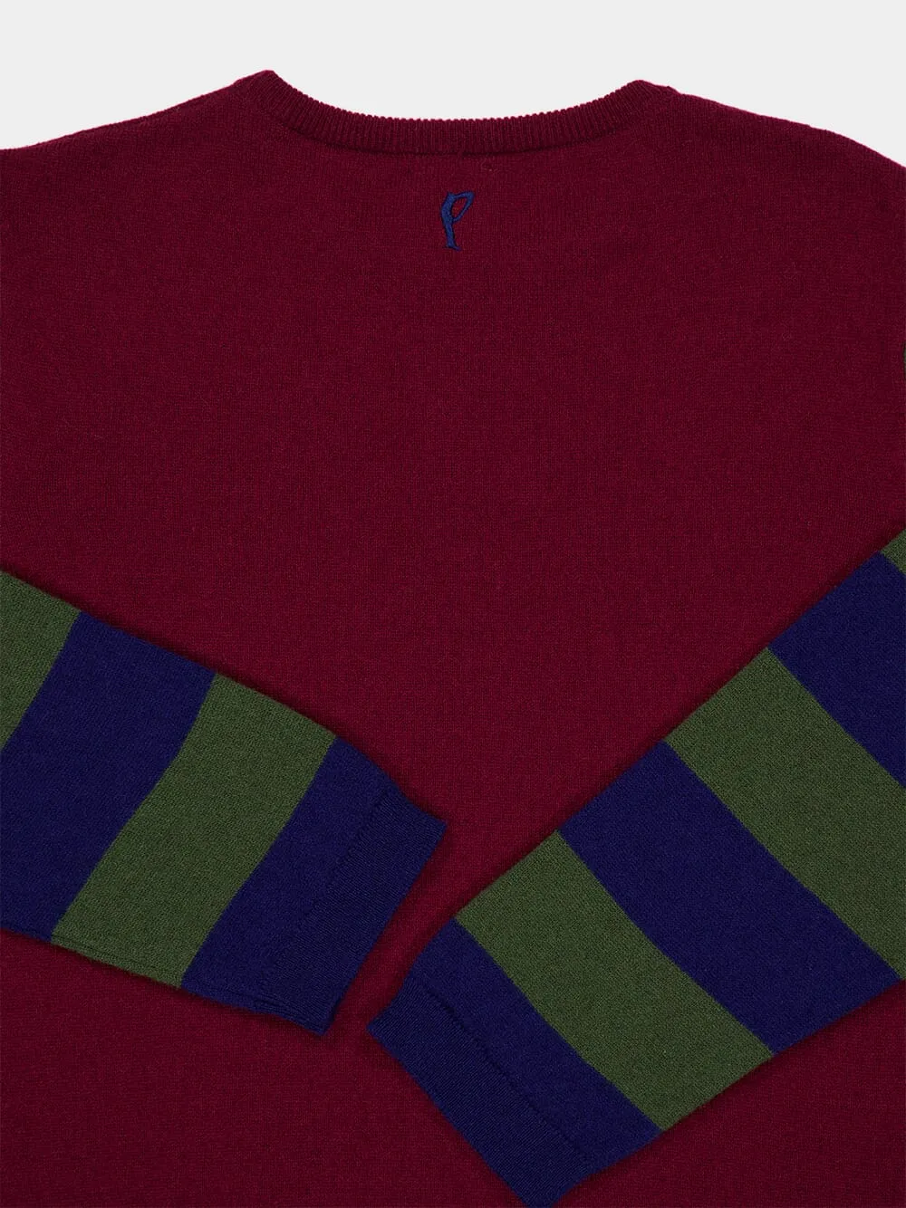 Matilda Cabernet Knitted Long-Sleeved Striped Sleeves Top