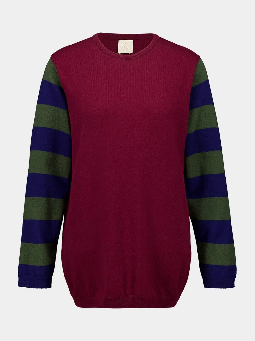Matilda Cabernet Knitted Long-Sleeved Striped Sleeves Top