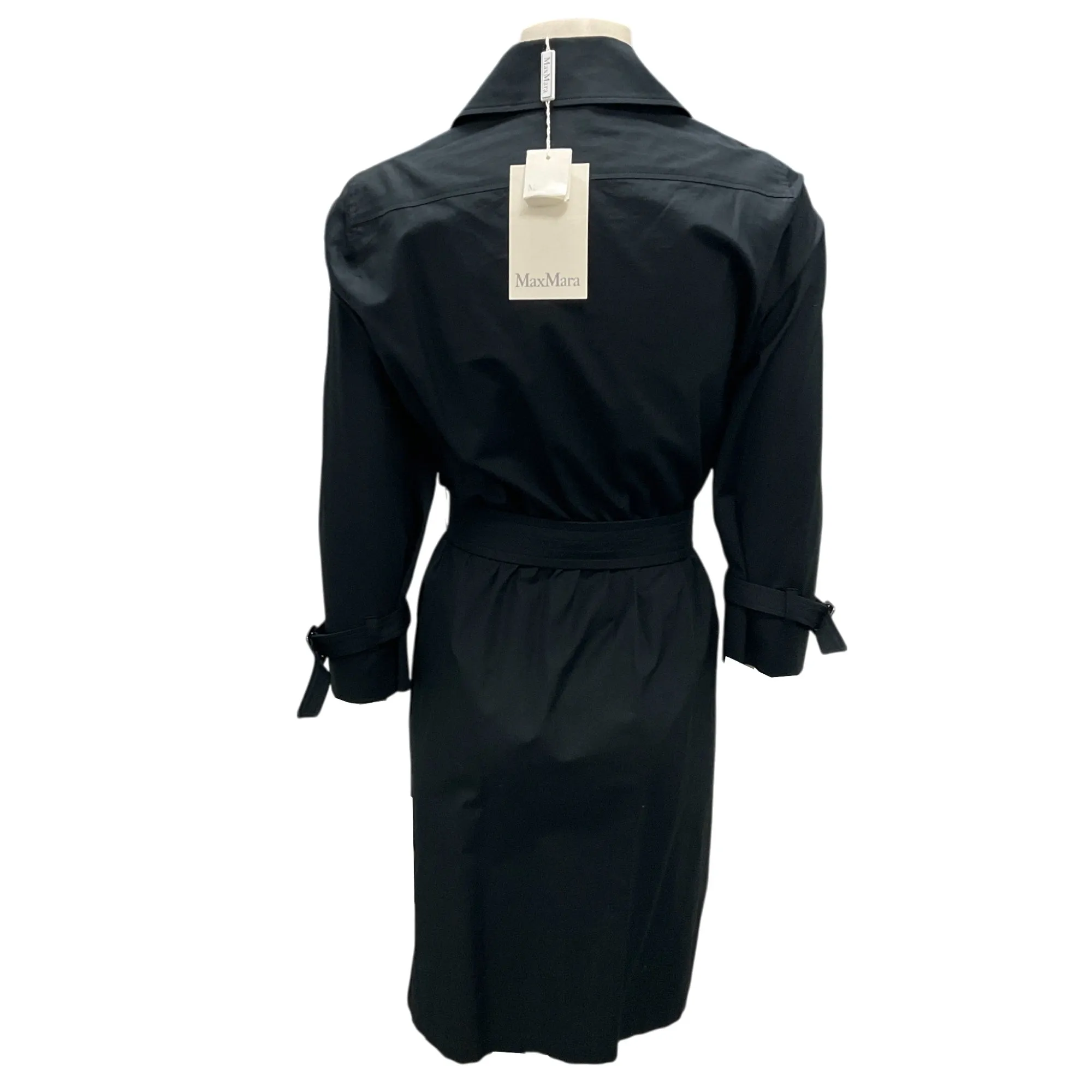 Max Mara Black Saio Belted Cotton Poplin Shirt Dress