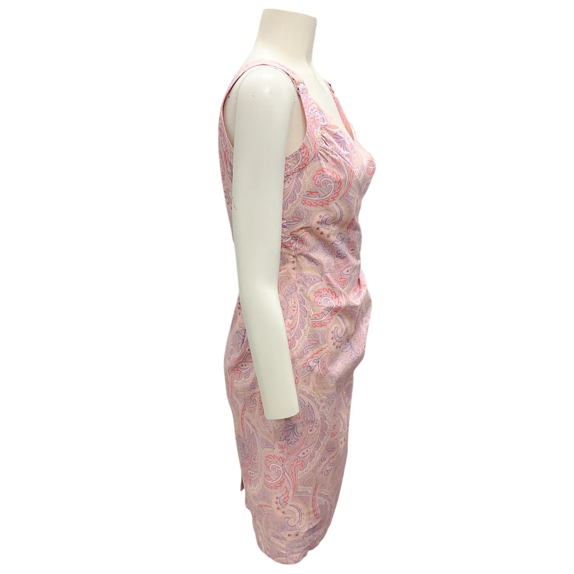 Max Mara Pink Paisley Printed Sleeveless Cotton Dress