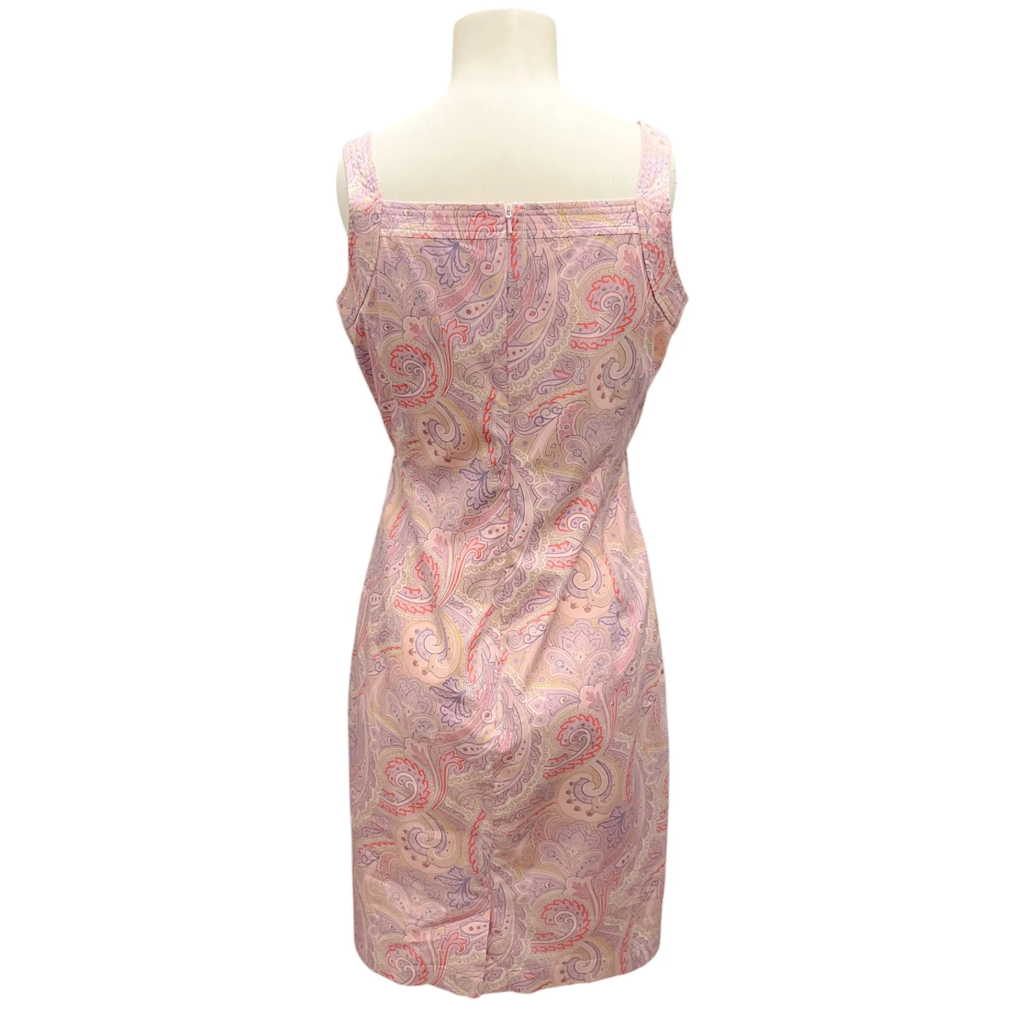 Max Mara Pink Paisley Printed Sleeveless Cotton Dress