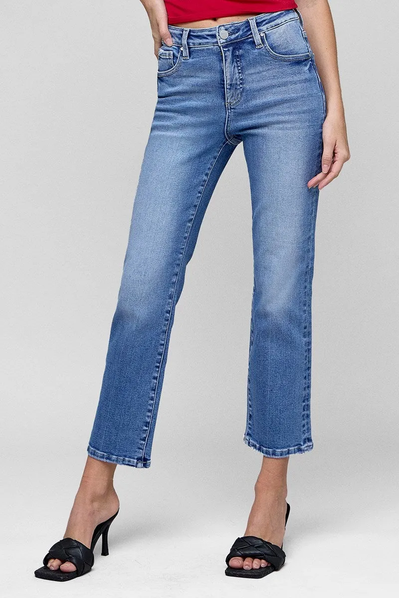Medium Wash Straight Leg Cropped Jeans