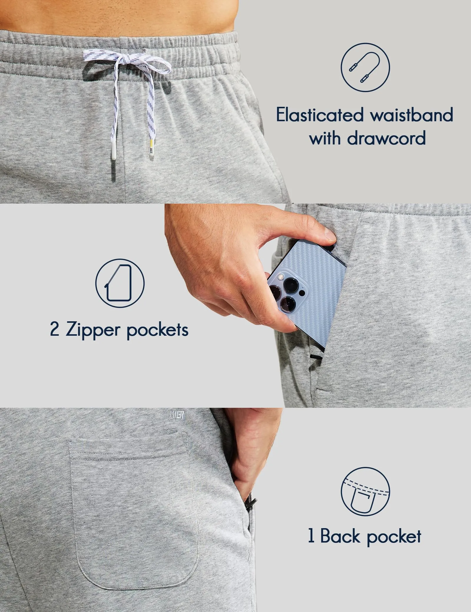 Men's 9-Inch Athletic Cotton Shorts with Pockets