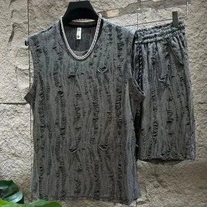 Men's Sleeveless T-Shirt Shorts Set