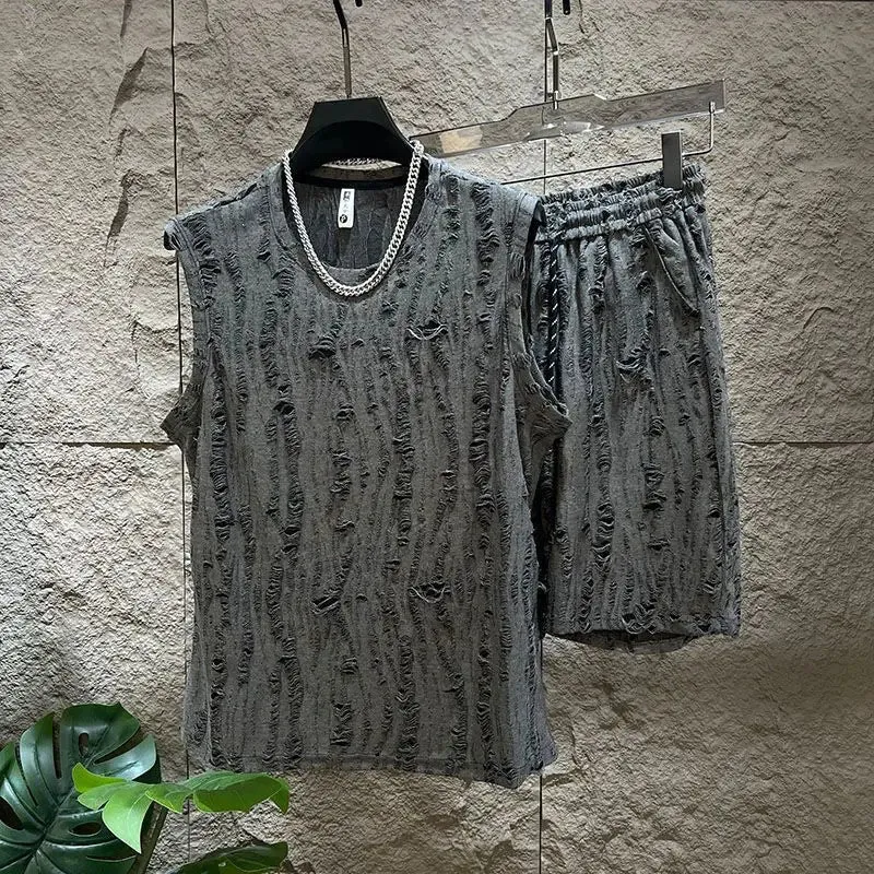 Men's Sleeveless T-Shirt Shorts Set