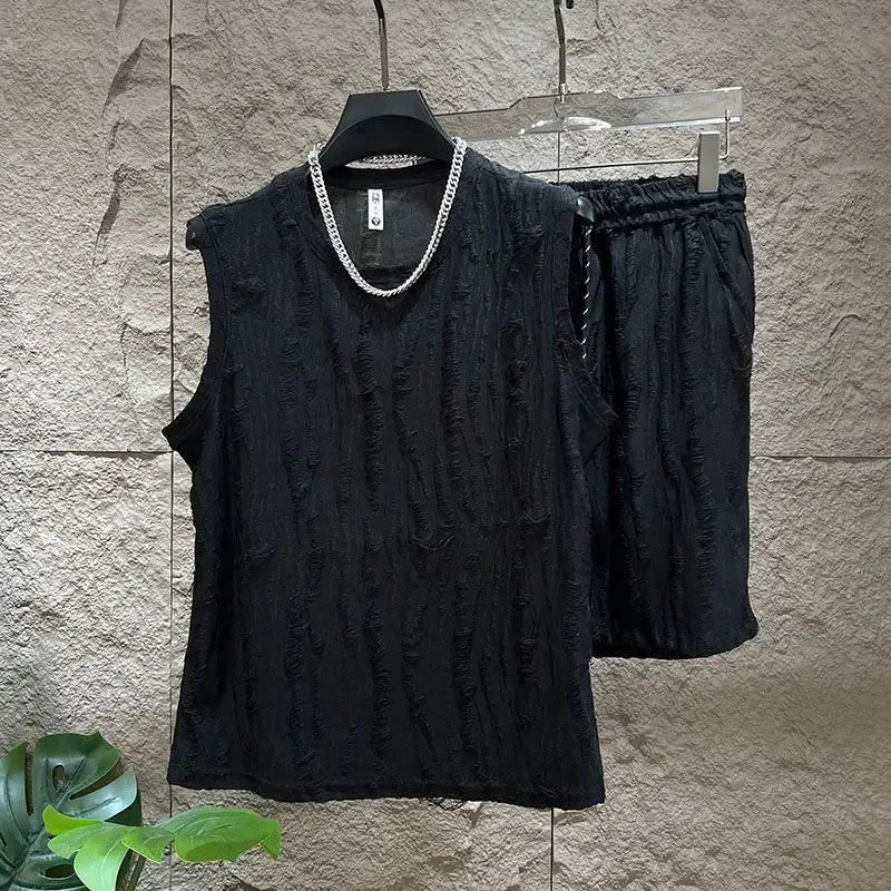 Men's Sleeveless T-Shirt Shorts Set