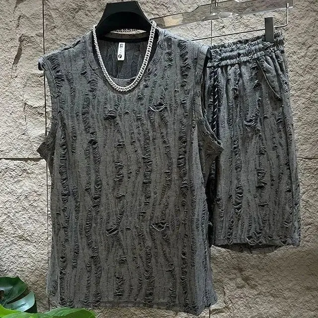 Men's Sleeveless T-Shirt Shorts Set