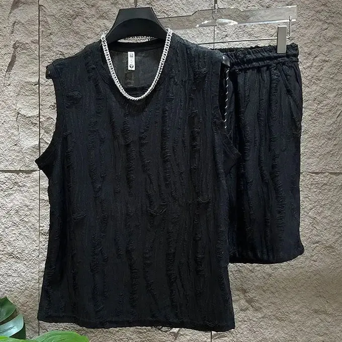 Men's Sleeveless T-Shirt Shorts Set