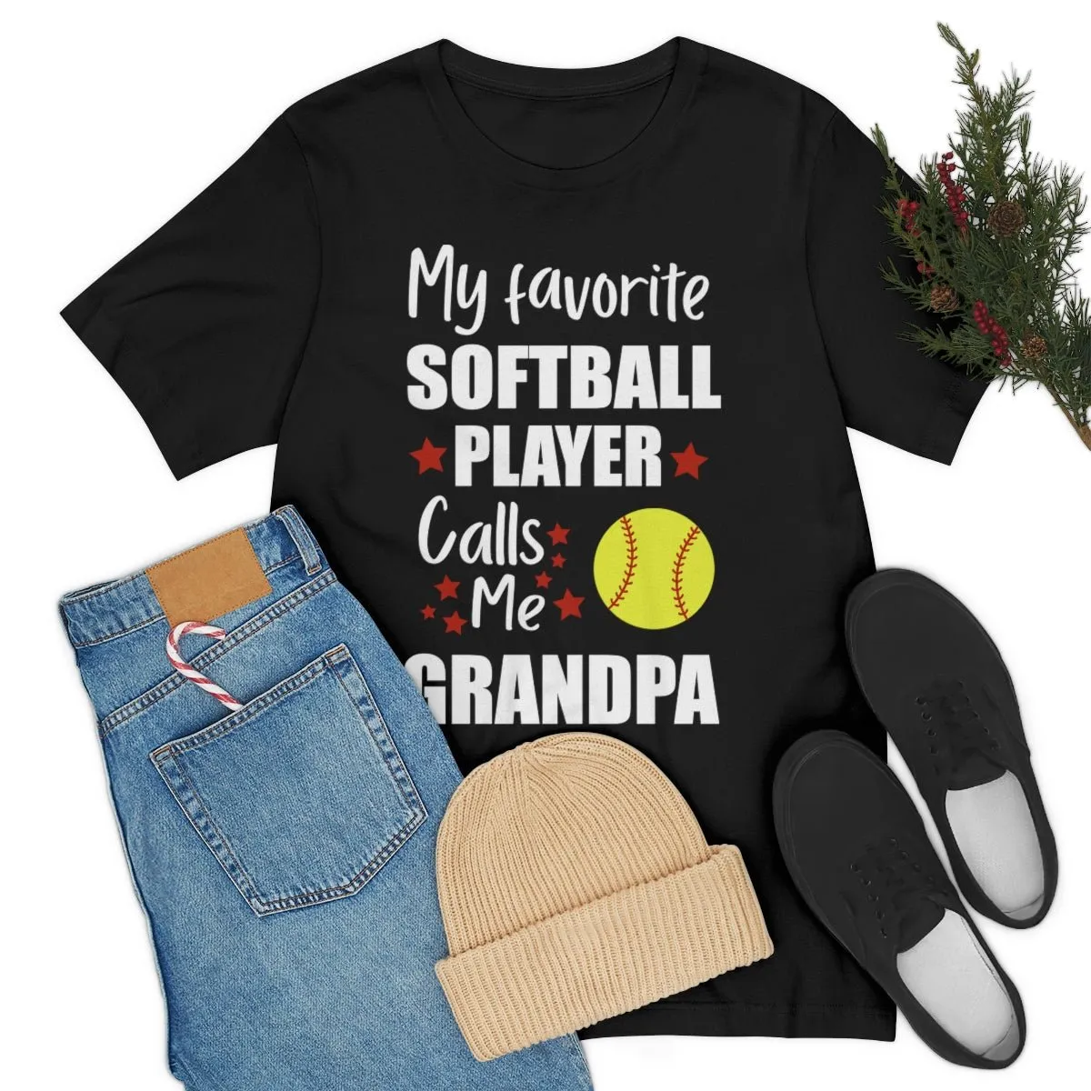 Men's Tee - My Favorite Softball Player Calls Me Grandpa