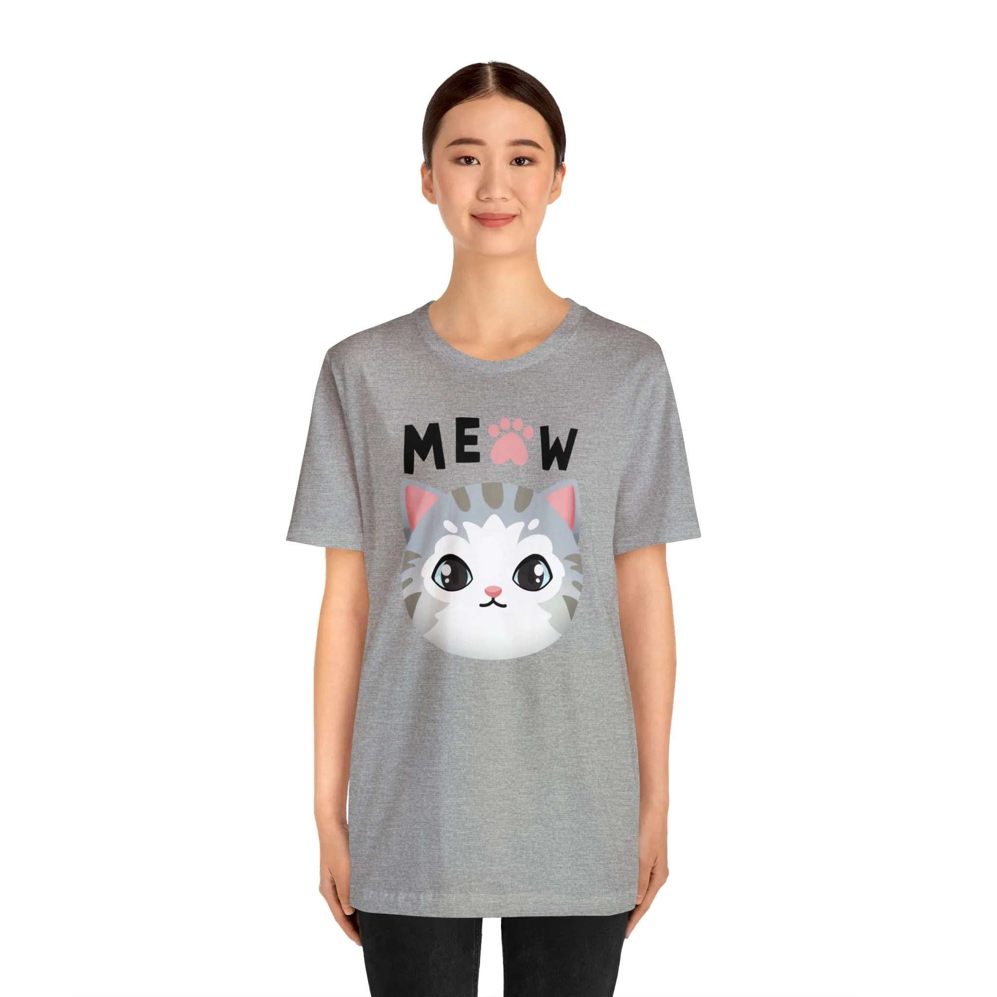 Meow Cat T-Shirt | Happy Kitty Tee |  Bella Canvas 3001 Unisex |  Funny Kitten Short Sleeve Tshirt