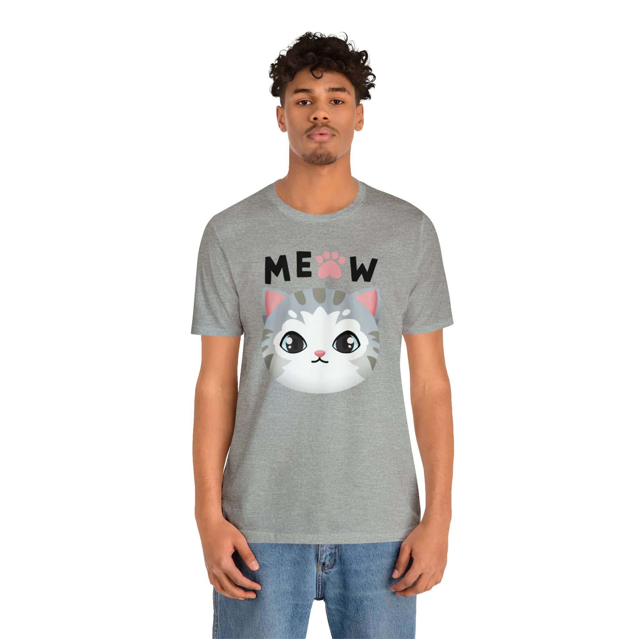 Meow Cat T-Shirt | Happy Kitty Tee |  Bella Canvas 3001 Unisex |  Funny Kitten Short Sleeve Tshirt