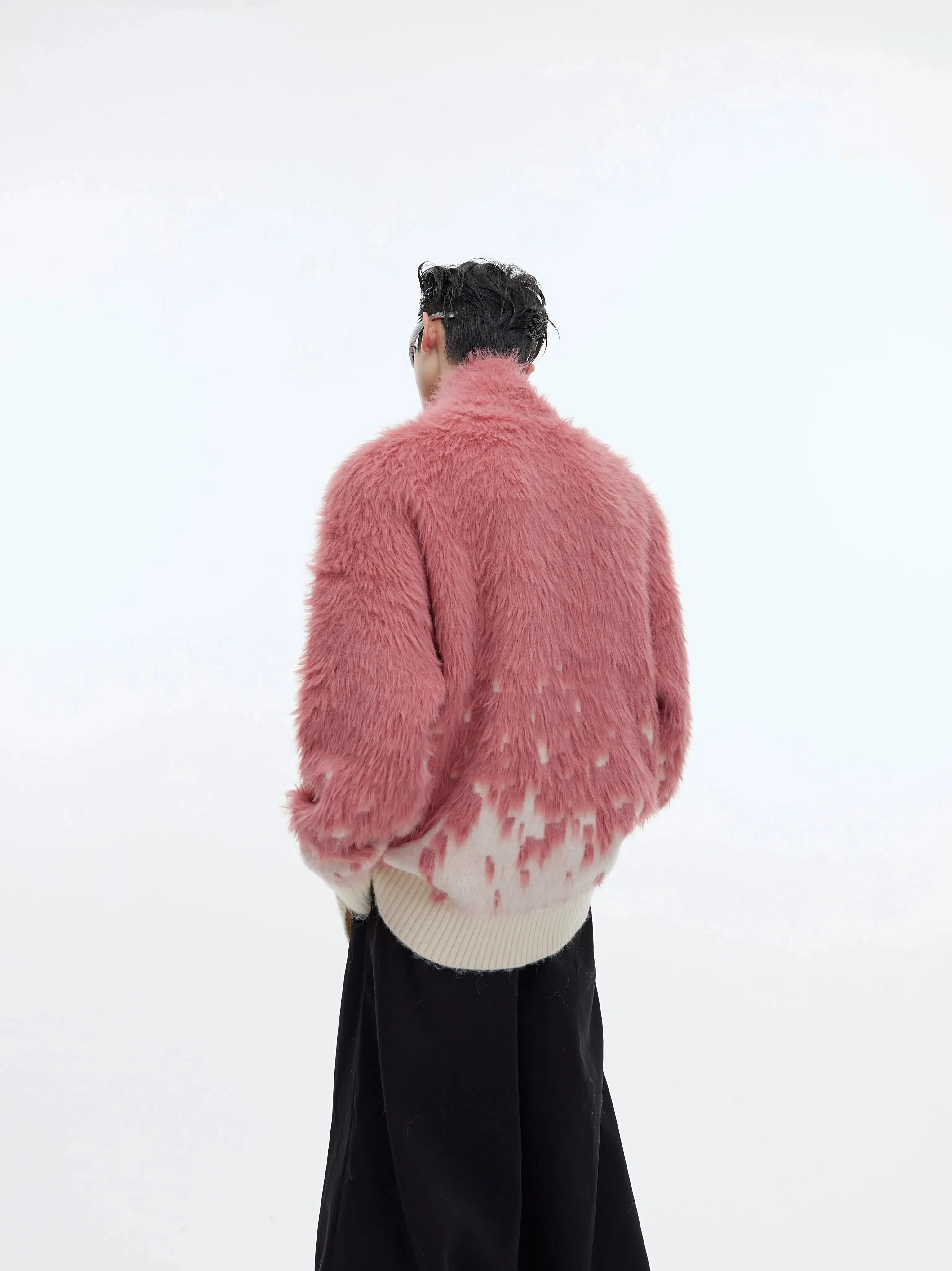 Metal Buttons Gradient Sweater Jacket