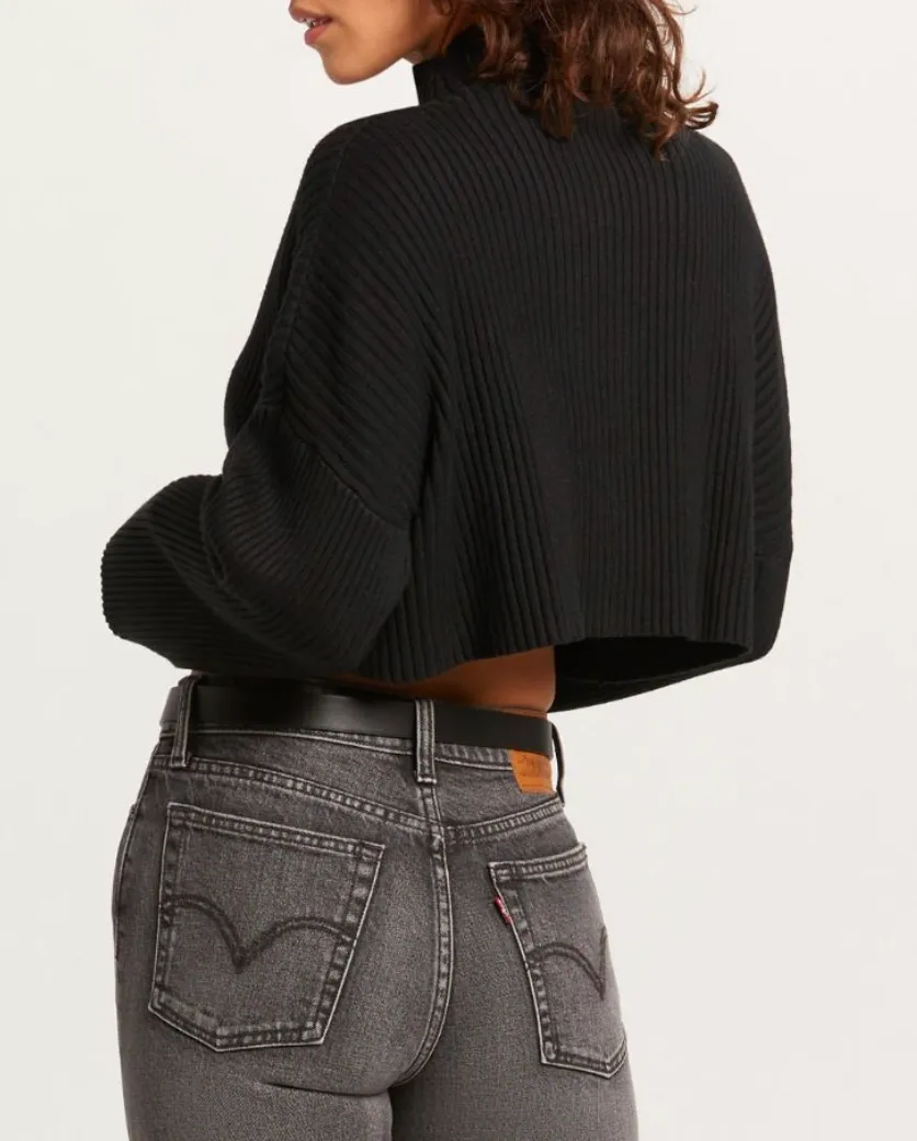 Mock Neck Cropped Sweater