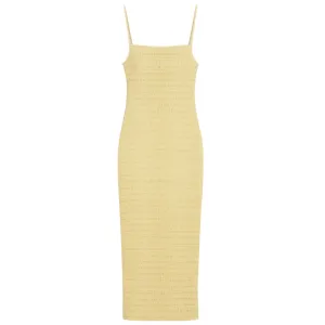 Nanushka Lemongrass Barra Smocked Okobor Alt-Leather Midi Dress